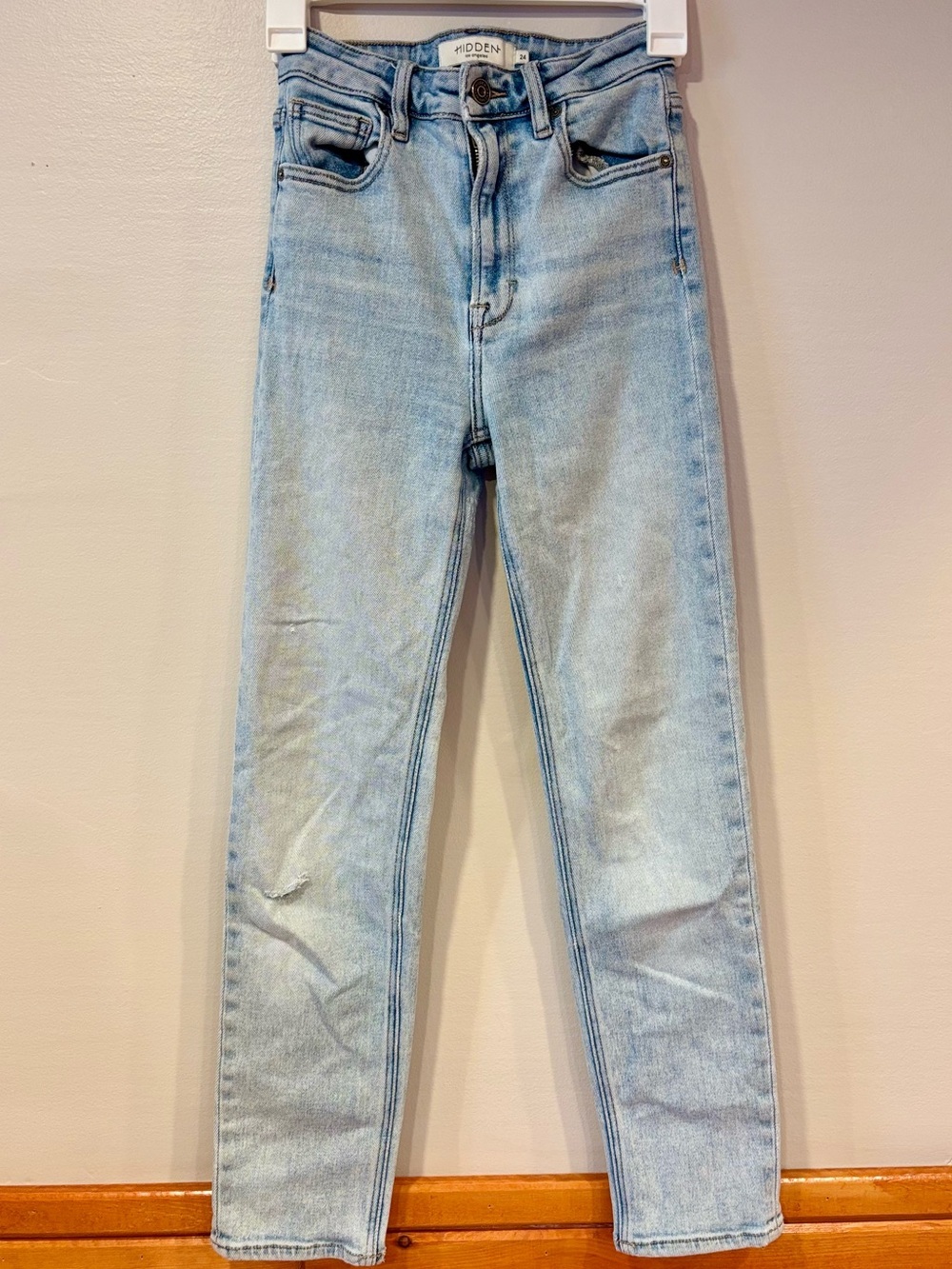 Hidden Jeans Light Wash Straight Leg Denim High Waisted Women's 24